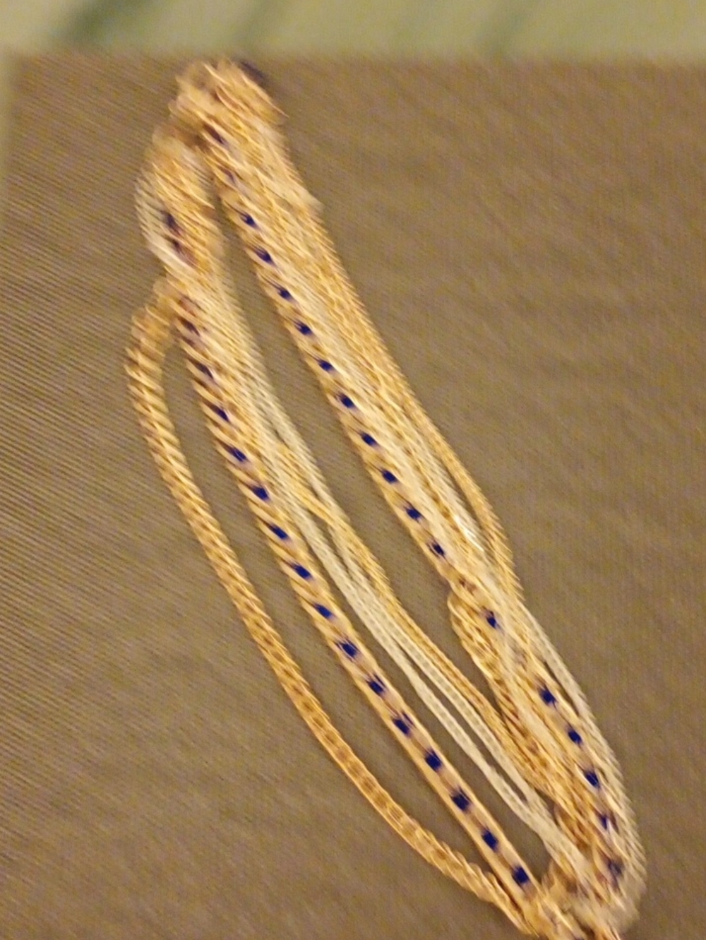 NEW Multi-Strand Gold and Blue Braided Women's Necklace